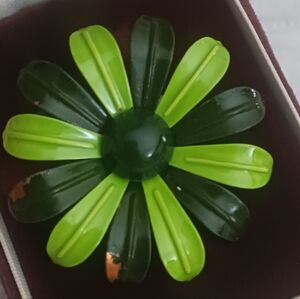 Vintage Green Floral Brooch Scarf Clip